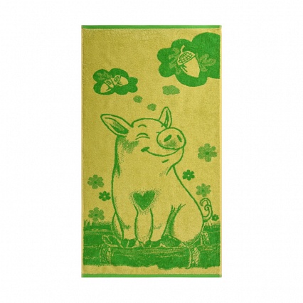 Полотенце махровое 50 х 90 см Cleanelly Lucky Pig зелёный