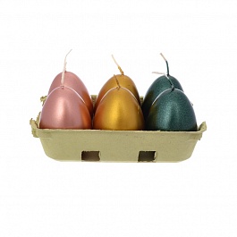 Набор свечей 6 шт Adpal Пасхальные яйца разноцветные металлик