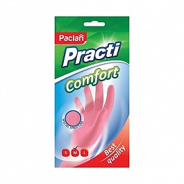 Перчатки резиновые Paclan Comfort M розовый