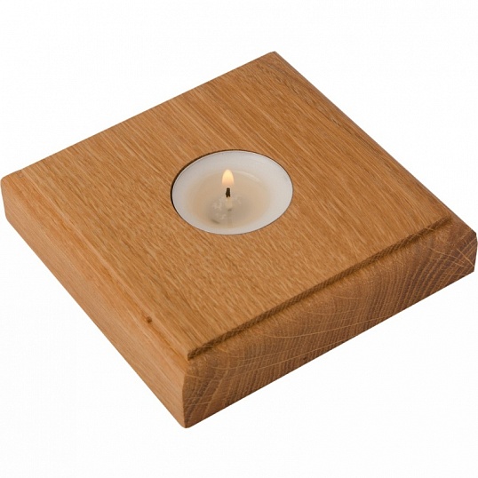Подсвечник деревянный со свечой Gift-and-Home дуб