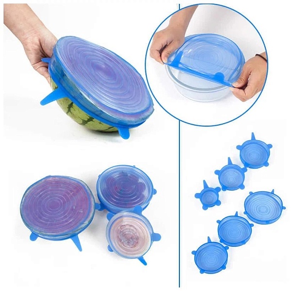 Набор растягивающихся силиконовых крышек для посуды Bradex 6 предметов