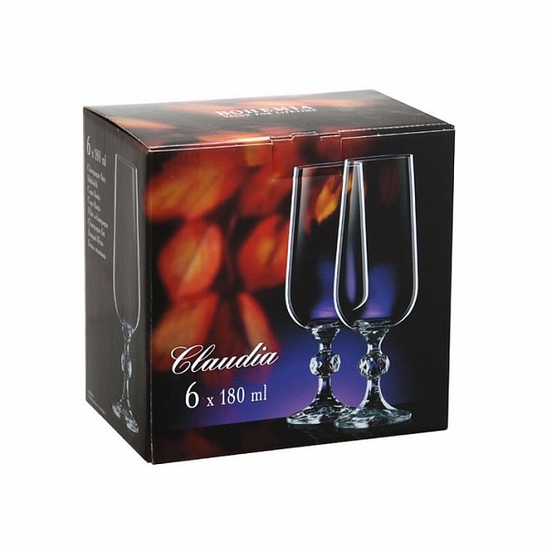Набор бокалов для шампанского 180 мл Bohemia Claudia 6 шт