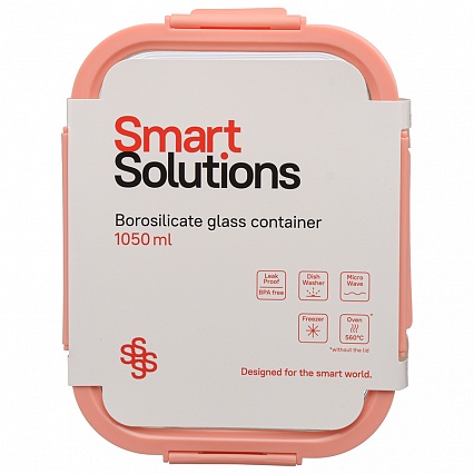 Контейнер стеклянный 1,05 л Smart Solutions розовый