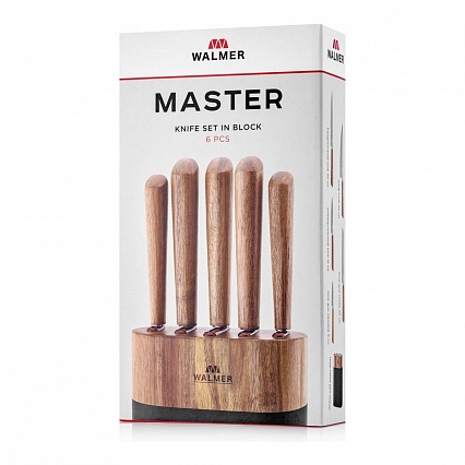 Набор кухонных ножей в подставке Walmer Master чёрный