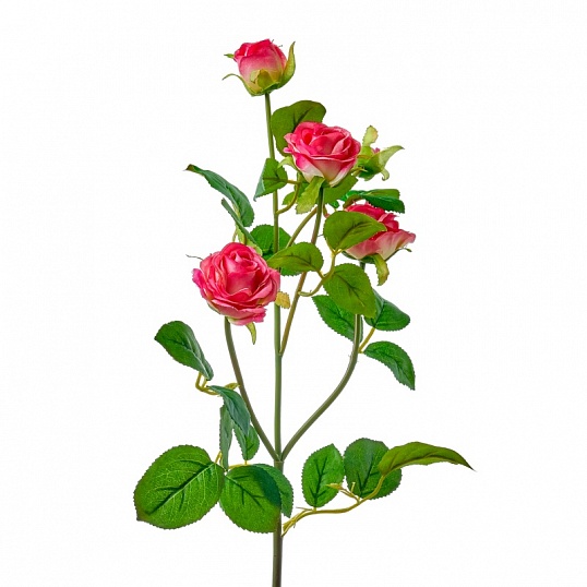 Искусственная кустовая роза 55 см MayBlummy фуксия