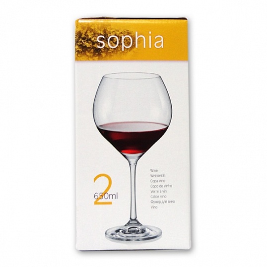 Набор бокалов для вина 650 мл Bohemia Crystal Sophia 2 шт